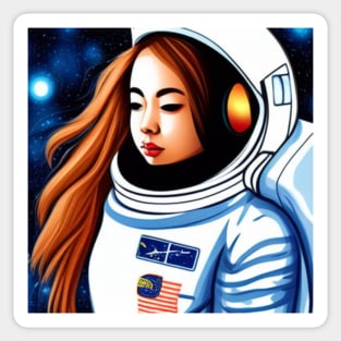 Asian Astronaut Girl Sticker